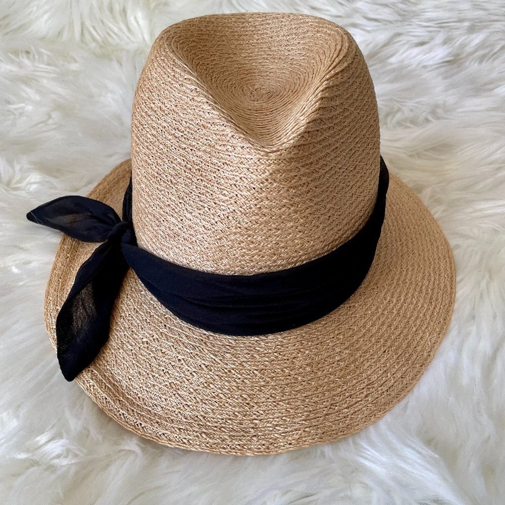 Eugenia Kim Straw Fedora Hat feat. Black Trim